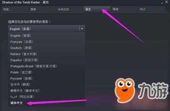 《古墓丽影：暗影》设置中文详细教程