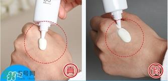 biore碧柔水慕斯防晒乳液真假辨别对比图